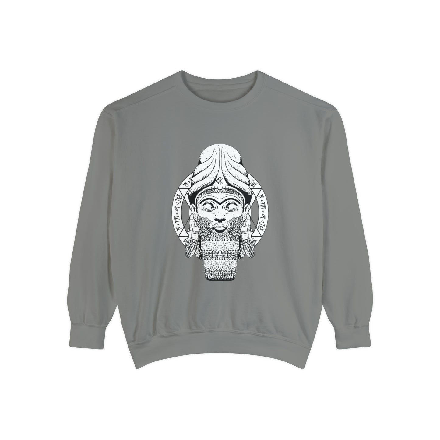 Unisex Garment-Dyed Sweatshirt - Anunnaki God Printed Sweatshirt