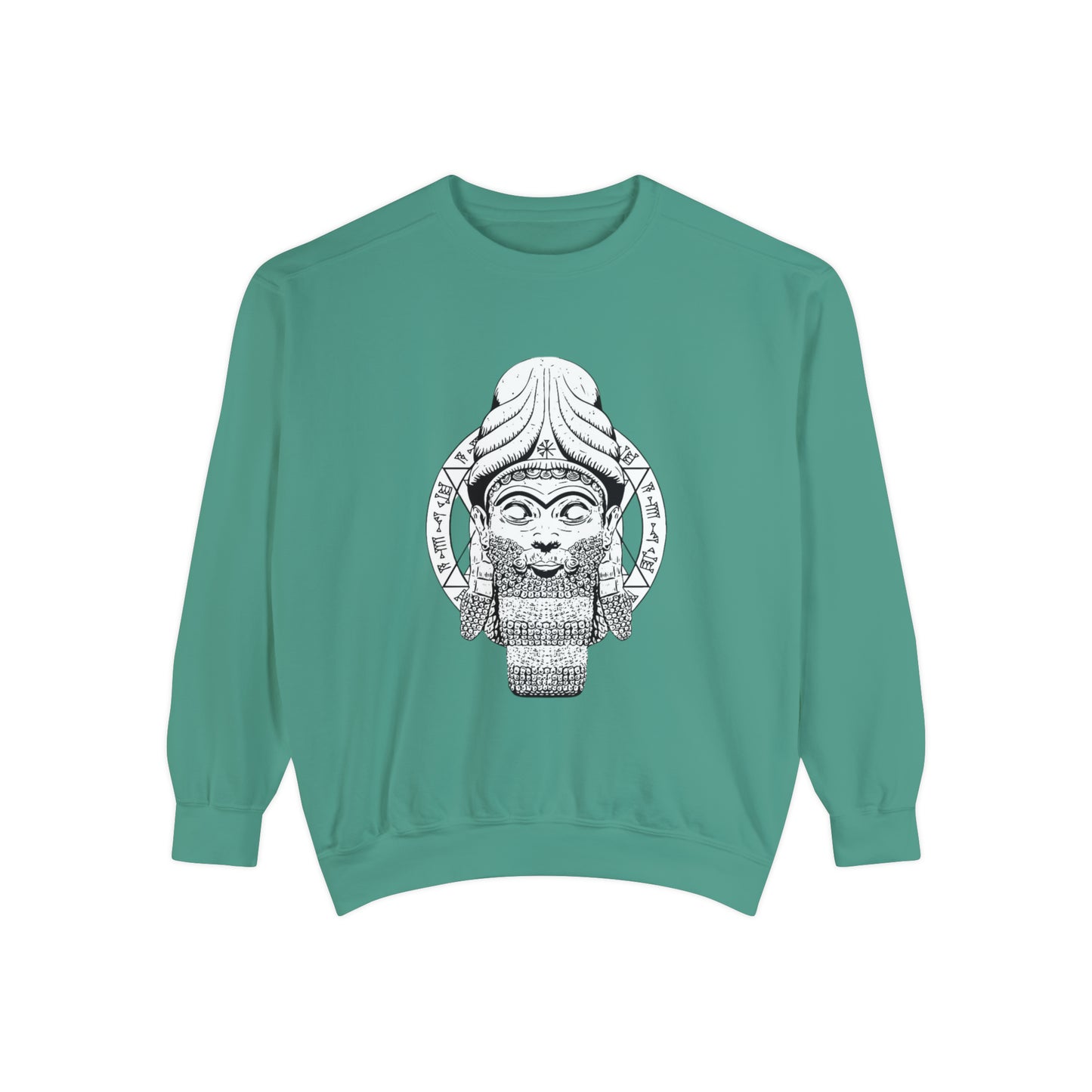 Unisex Garment-Dyed Sweatshirt - Anunnaki God Printed Sweatshirt