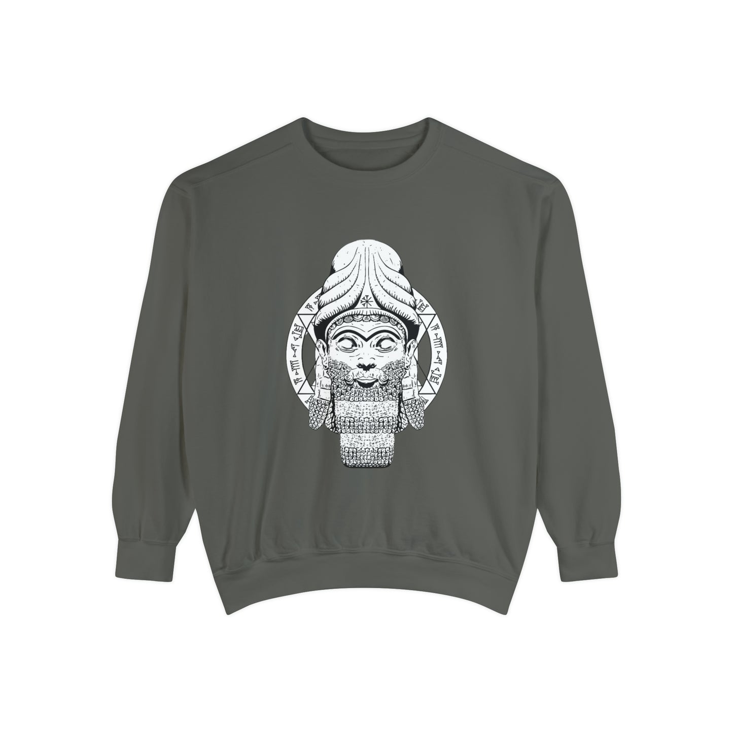 Unisex Garment-Dyed Sweatshirt - Anunnaki God Printed Sweatshirt
