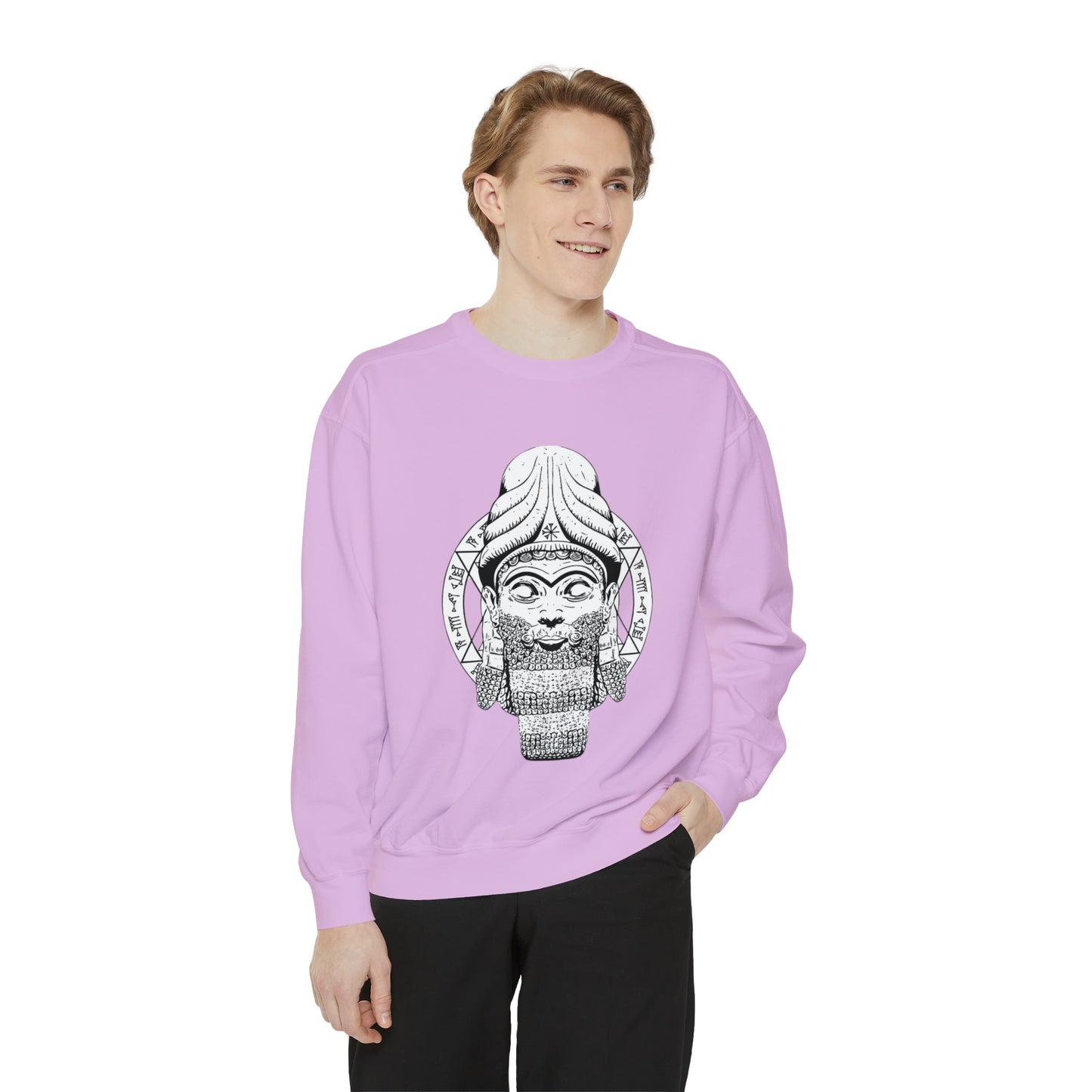 Unisex Garment-Dyed Sweatshirt - Anunnaki God Printed Sweatshirt