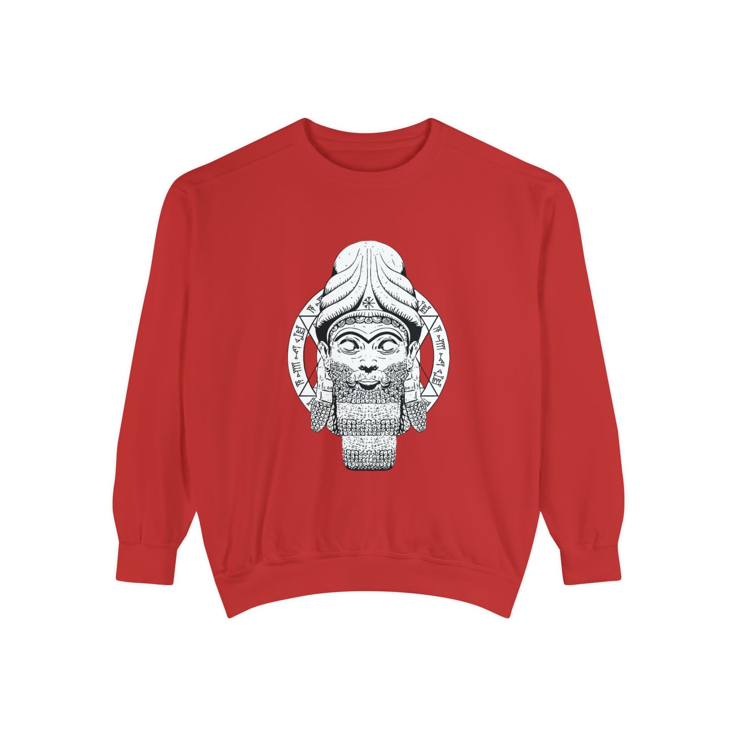 Unisex Garment-Dyed Sweatshirt - Anunnaki God Printed Sweatshirt
