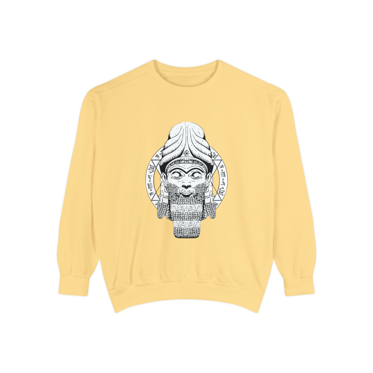 Unisex Garment-Dyed Sweatshirt - Anunnaki God Printed Sweatshirt