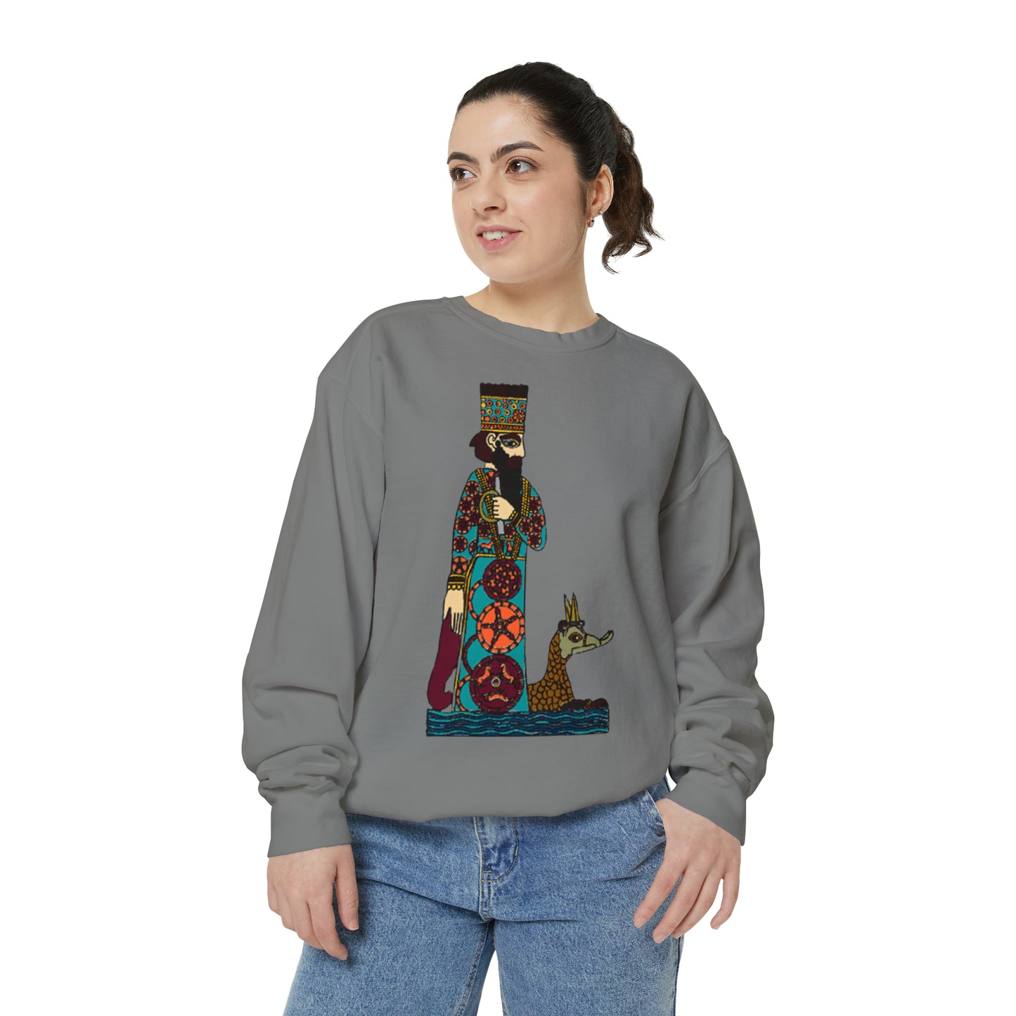 Unisex Garment-Dyed Sweatshirt - Anunnaki Gilgamesh Sweatshirt