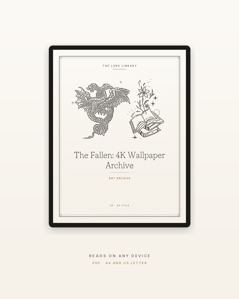 The Fallen: 4K Wallpaper Archive shown on a tablet