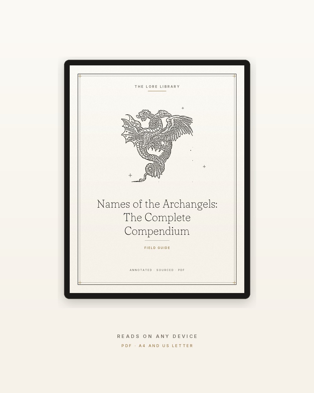 Names of the Archangels: The Complete Compendium shown on a tablet