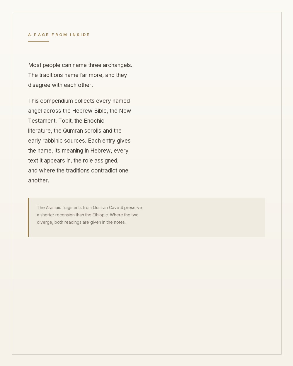 A page from inside Names of the Archangels: The Complete Compendium