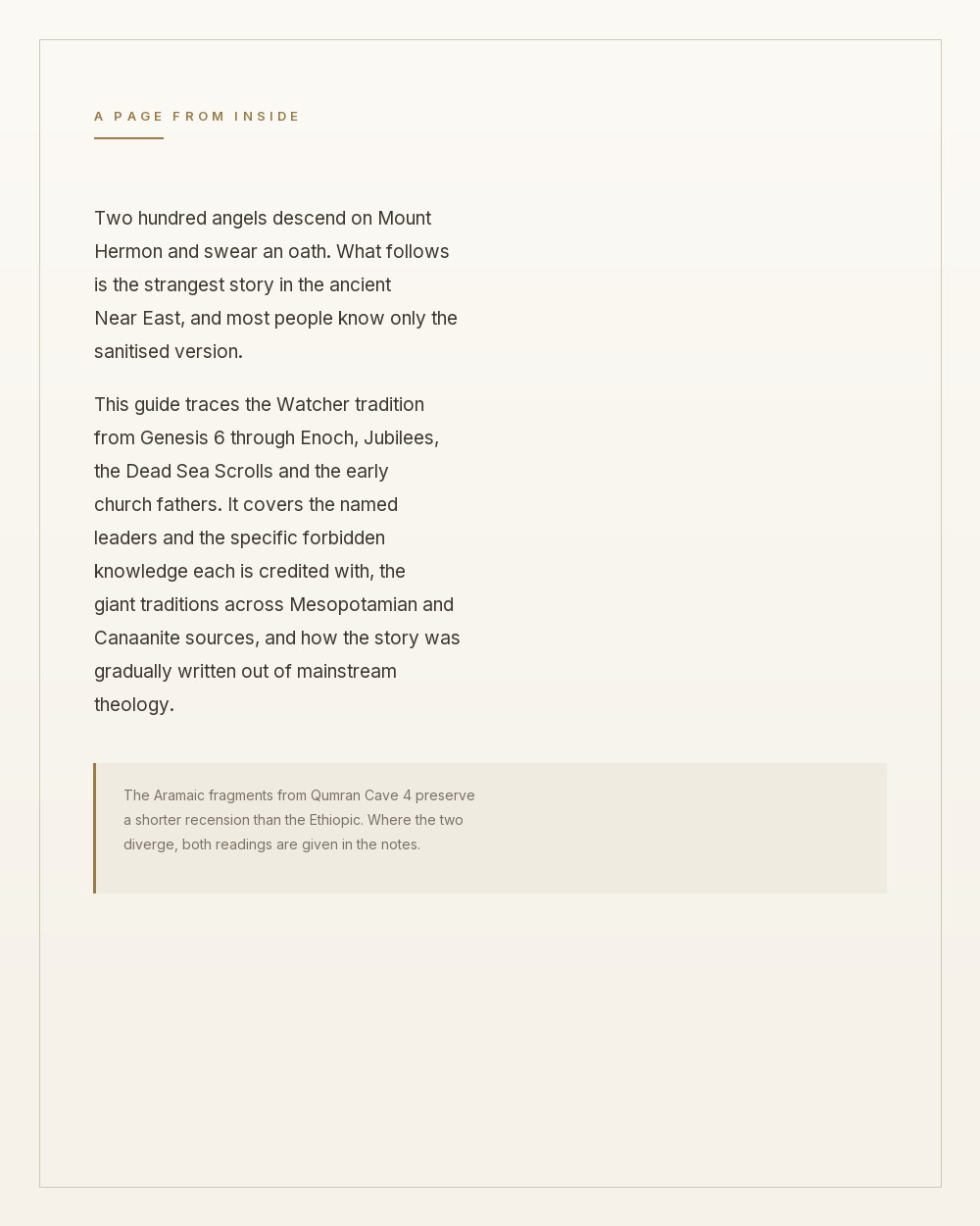 A page from inside Fallen: A Field Guide to the Watchers and the Nephilim