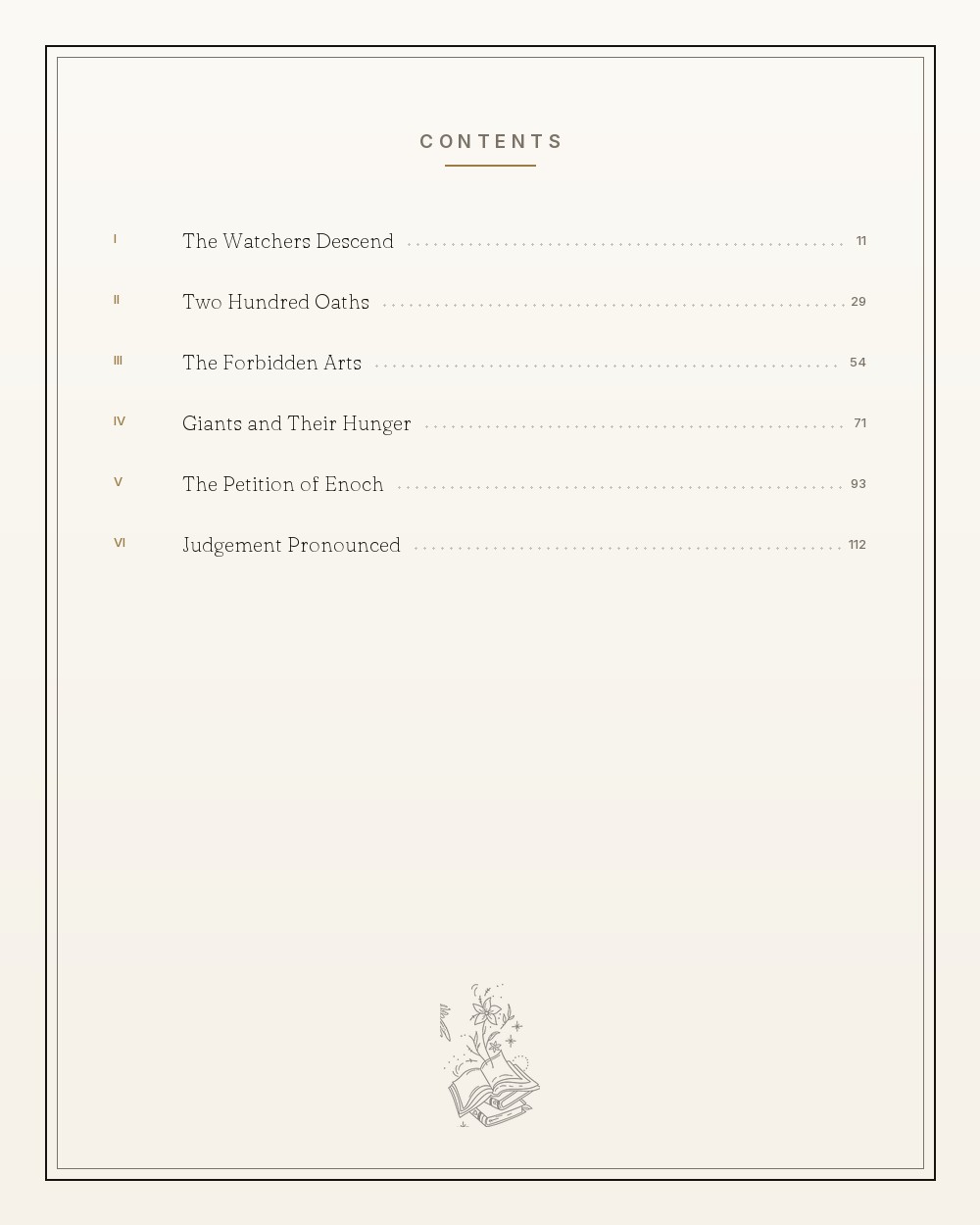 Contents page of The Serpent Before Eden