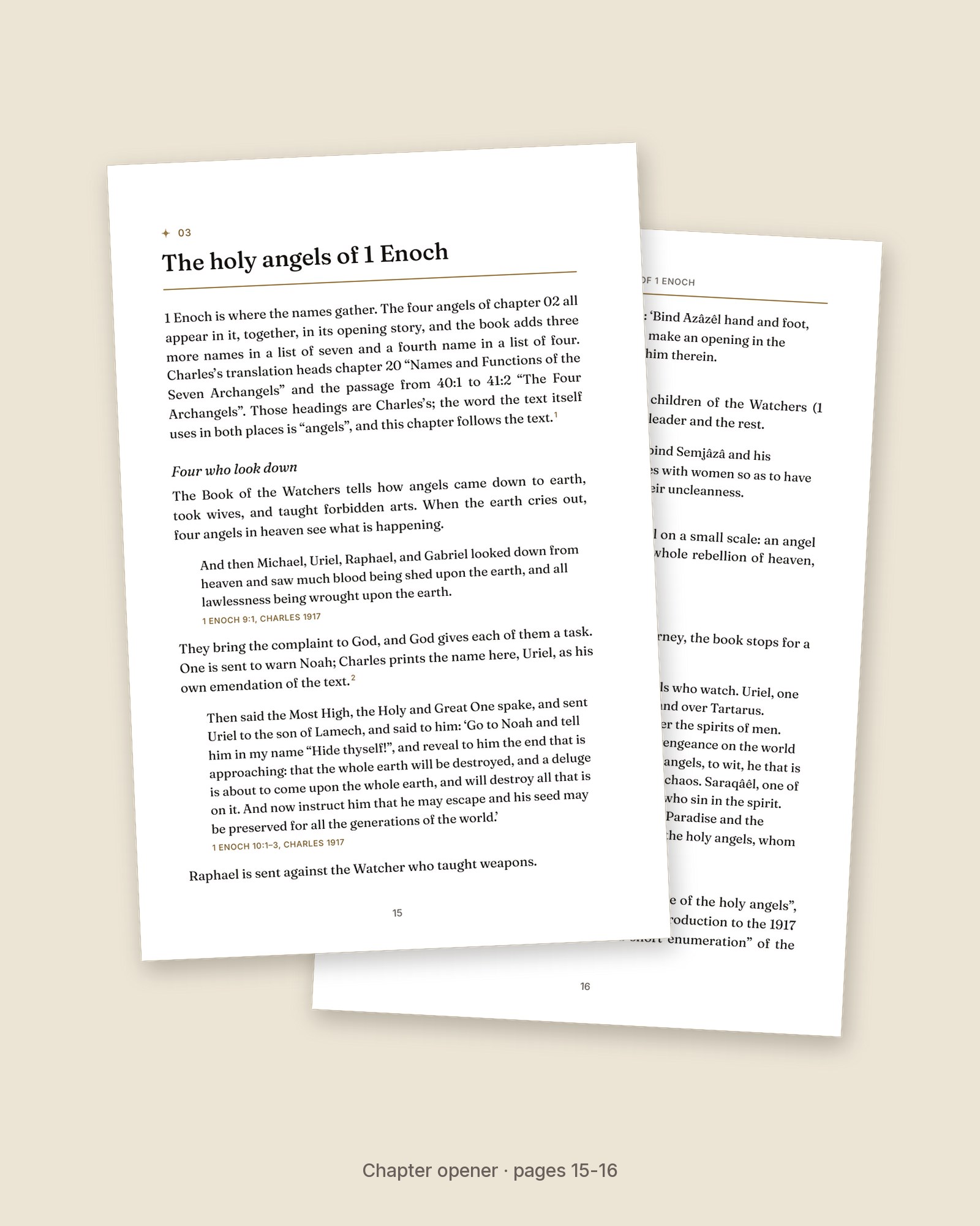 Chapter 03 opening page of The Archangels and the page that follows it