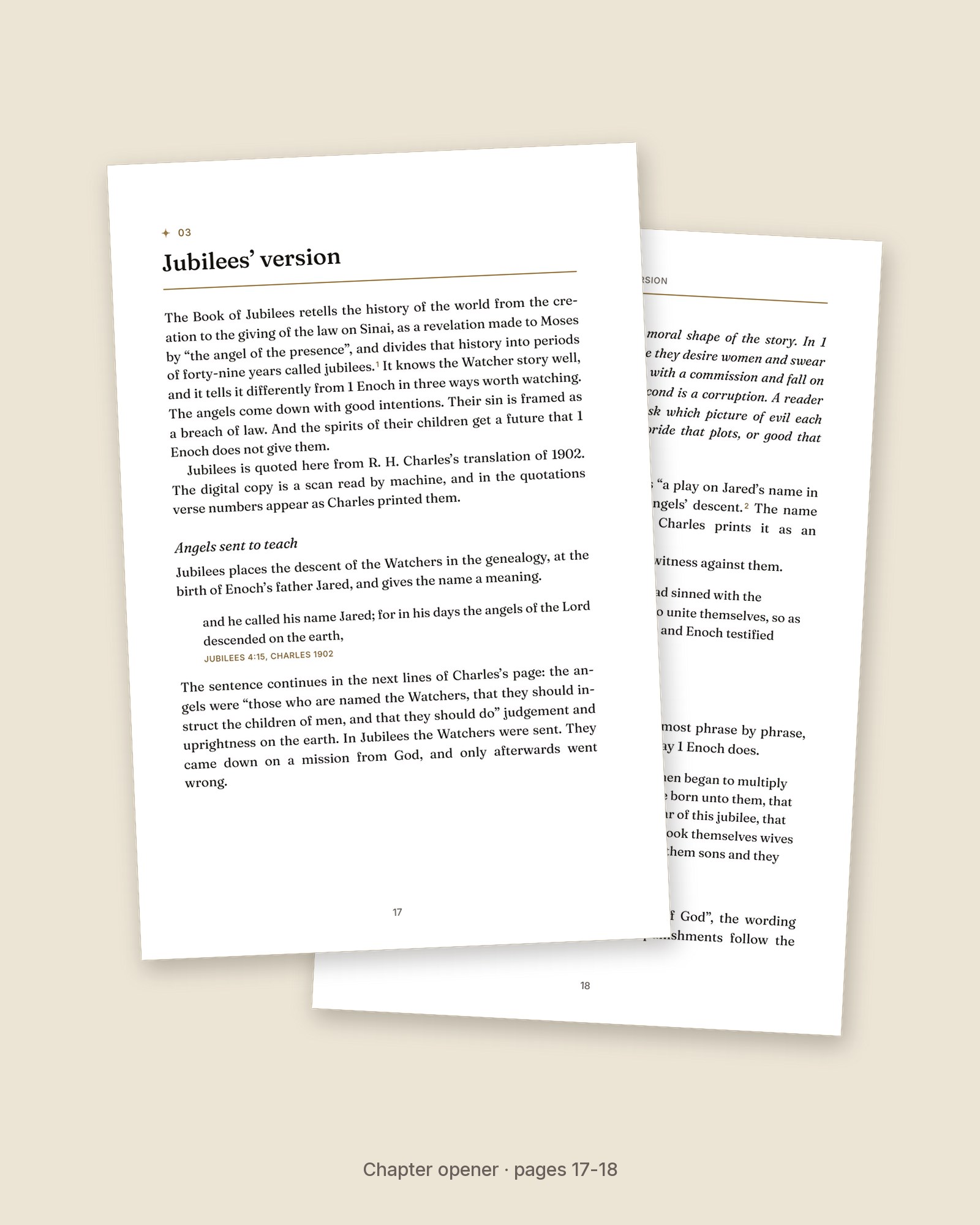 Chapter 03 opening page of The Watchers and the Nephilim and the page that follows it